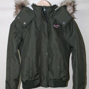 Hollister All Weather Olive Green Hooded Jacket